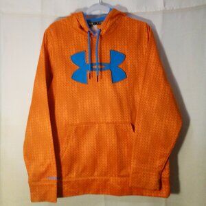 Under Armour Hoodie Men M Pullover Hood Pocket Active Athletic Orange Blue